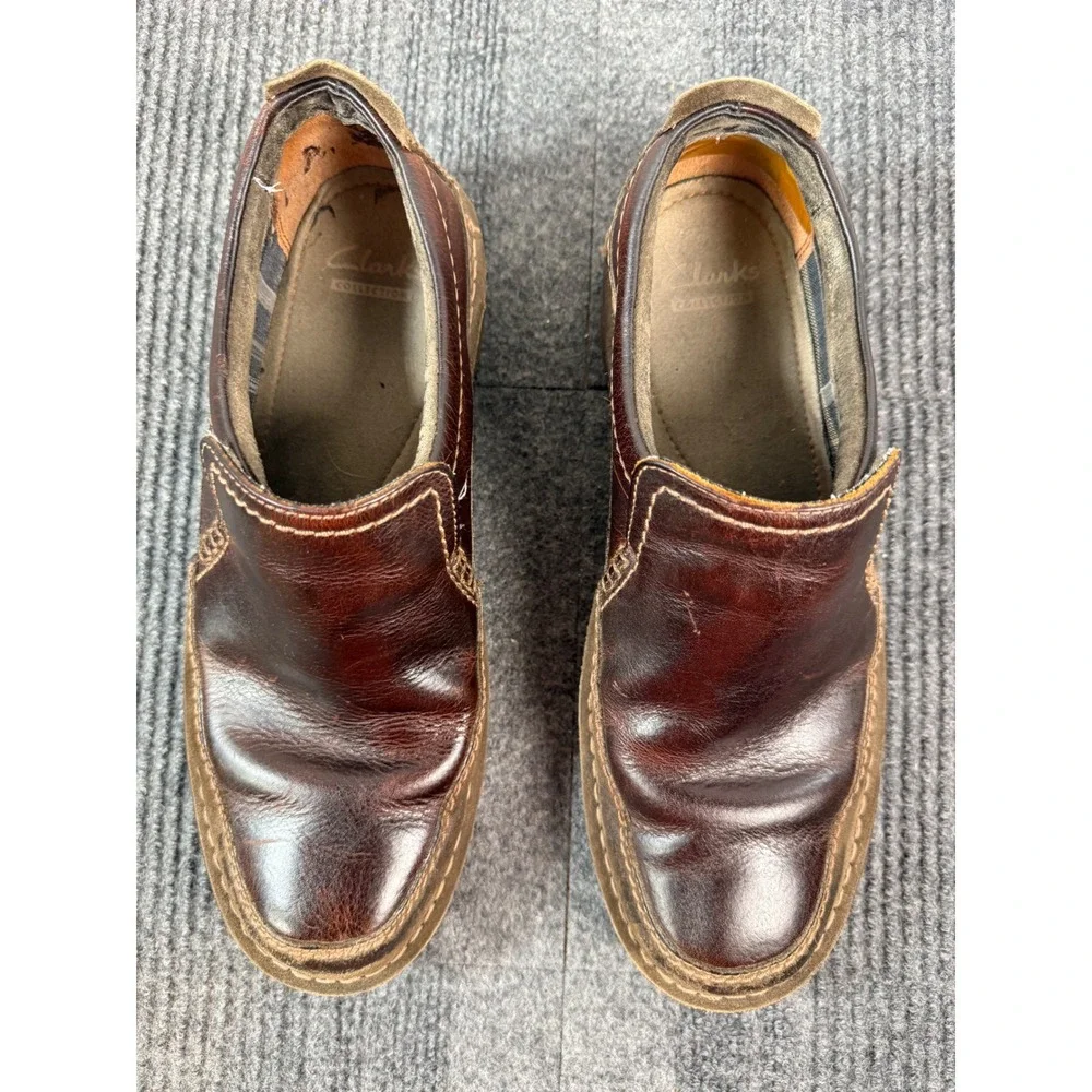 Clarks Collection Mens 10M Brown Leather Slip On Loafers 02131 Casual Shoes